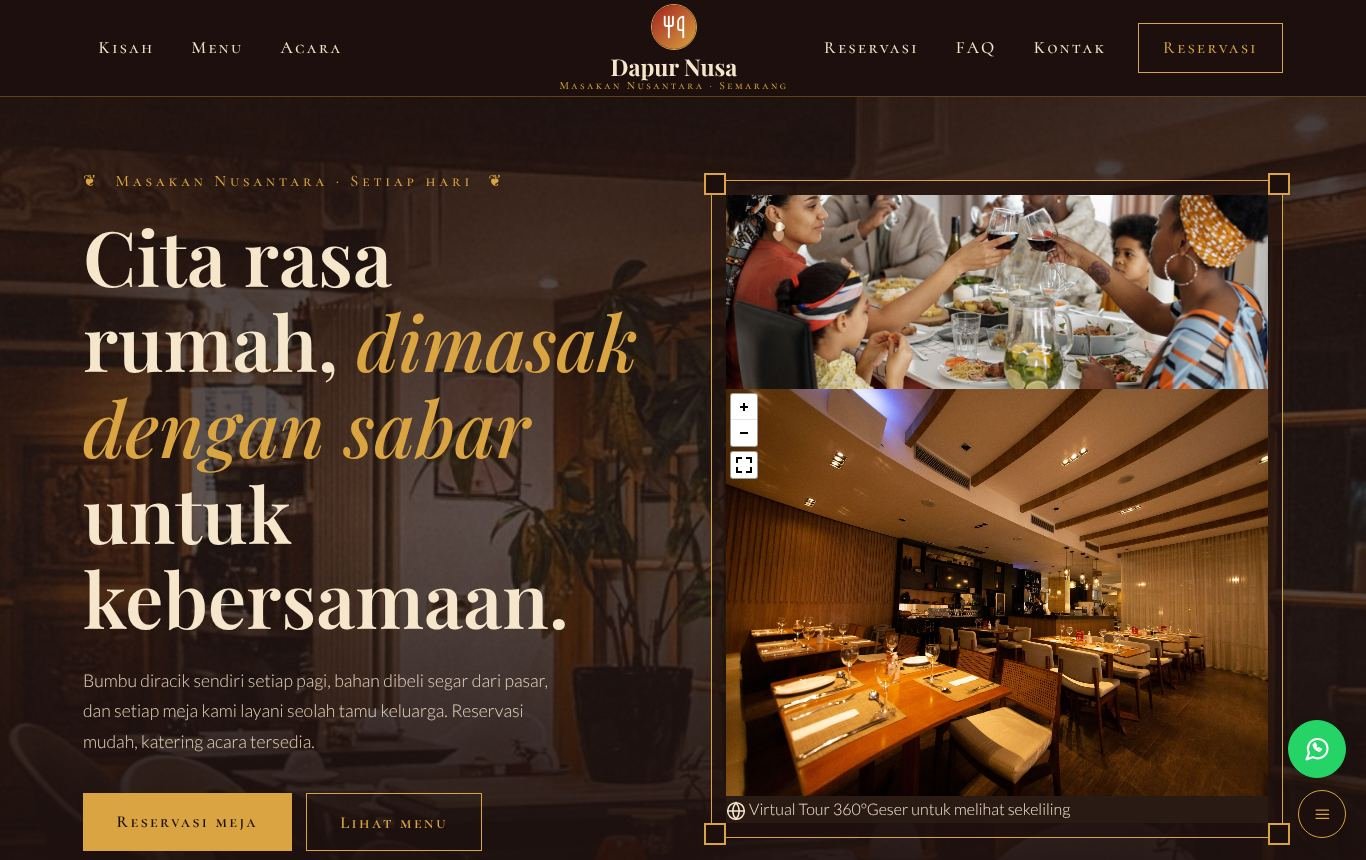 Contoh hasil jasa pembuatan website custom untuk restoran